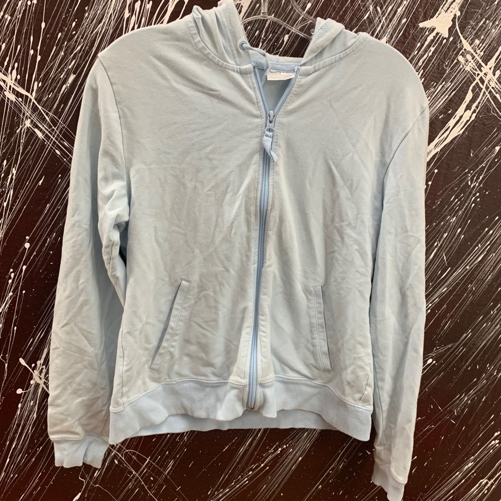 ProSpirit Light Blue Full Zip Hoodie Sweatshirt Womens Medium Cotton Blend